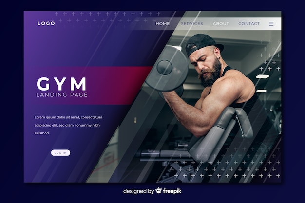 Gym promotion landing page with image