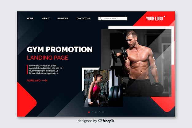 Gym promotion landing page with photo