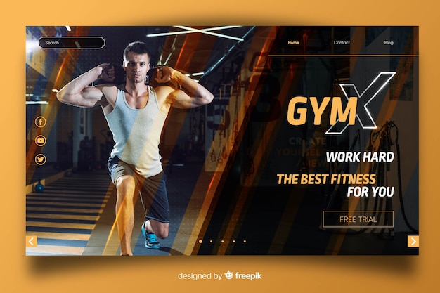 Gym promotion landing page with photo