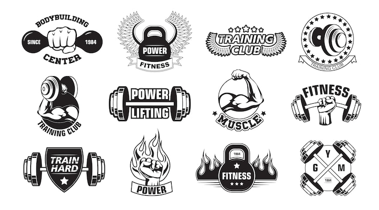 Free Vector gym retro logos set