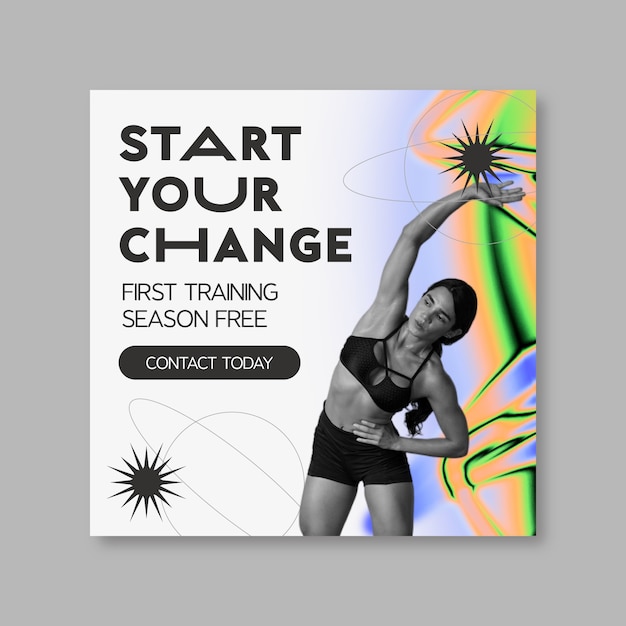 Gym square banner template