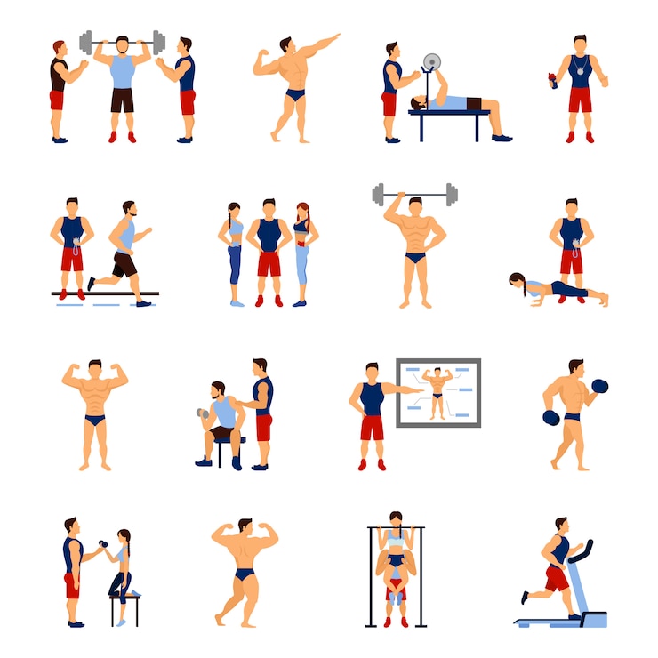 Free Vector gym trainer set