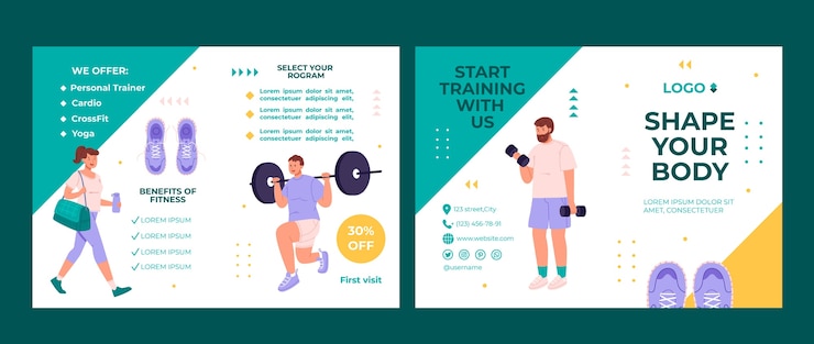 Free Vector gym training  brochure template