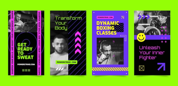 Free vector gym training instagram stories