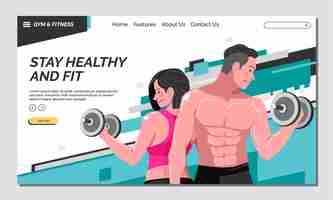 Free vector gym training landing page template