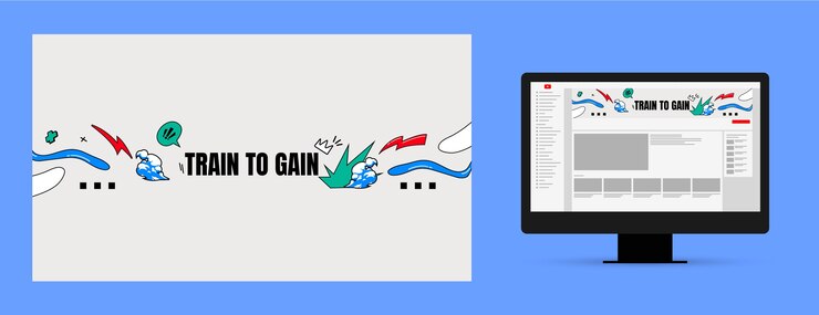 Free Vector gym training youtube channel art template