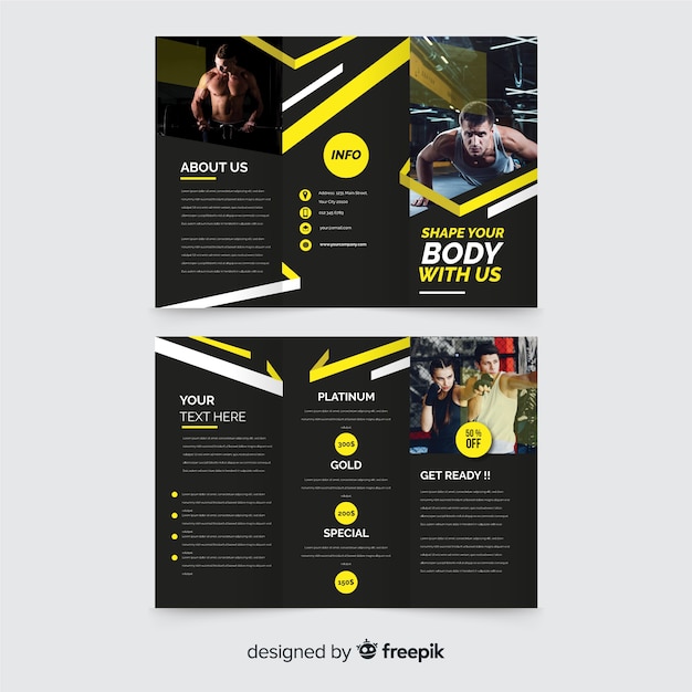 Gym trifold brochure template