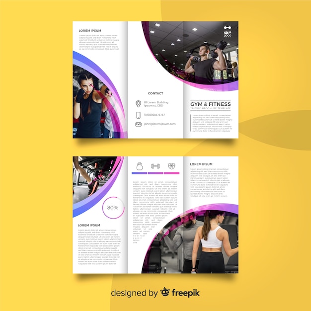 Free vector gym trifold brochure