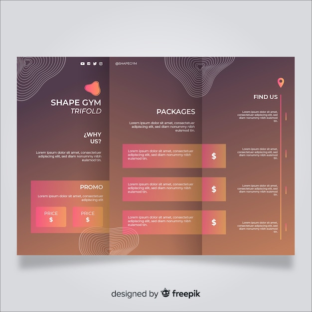 Free vector gym trifold brochure