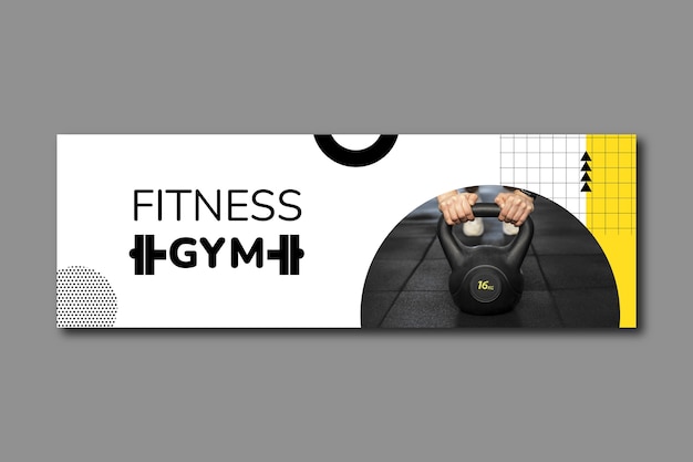 Free vector gym twitter header template design