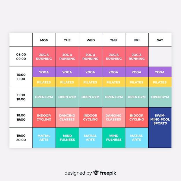 Free vector gym or workout schedule template