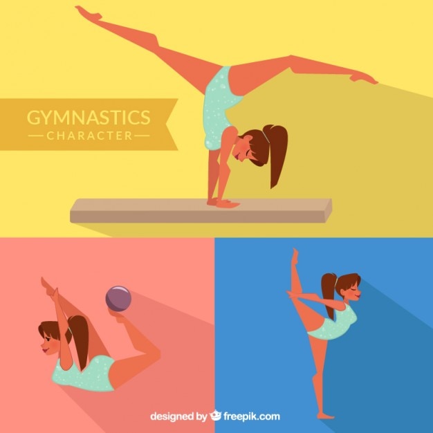 Gymnast girl in different poses