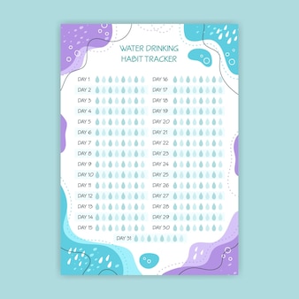 Habit tracker template in cold colors