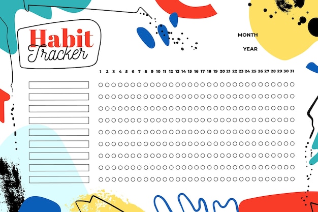 Habit tracker template colorful shapes