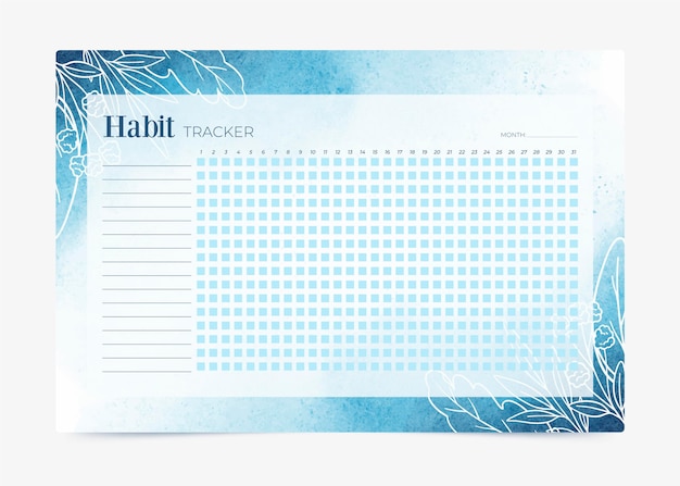 Habit tracker template gradient blue