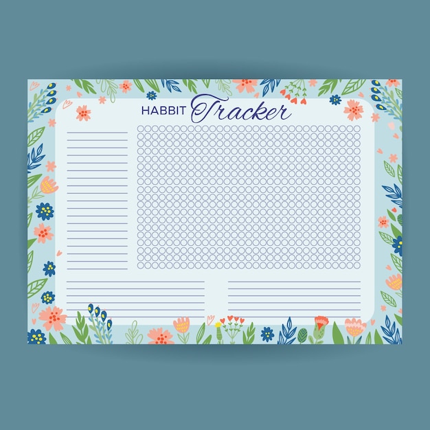 Free vector habit tracker template with flowers