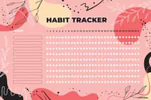 Free vector habit tracker template with plant