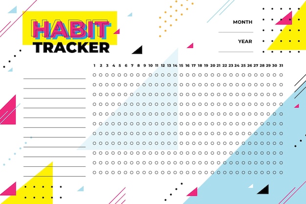 Free vector habit tracker template