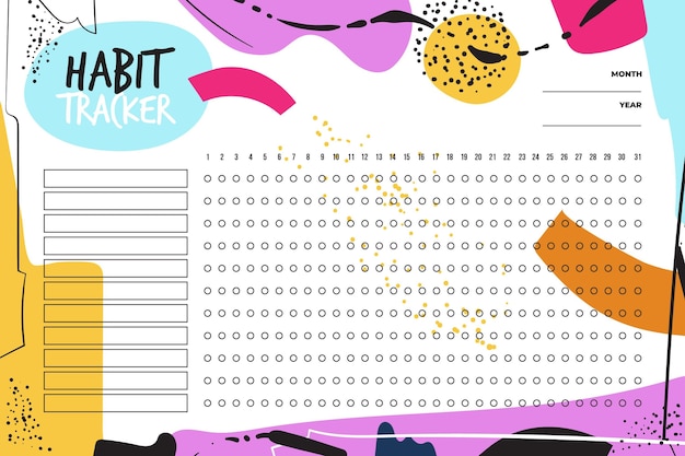 Free vector habit tracker template