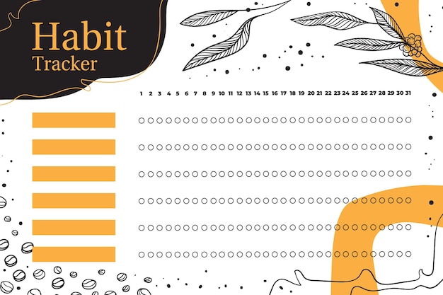 Free vector habit tracker template