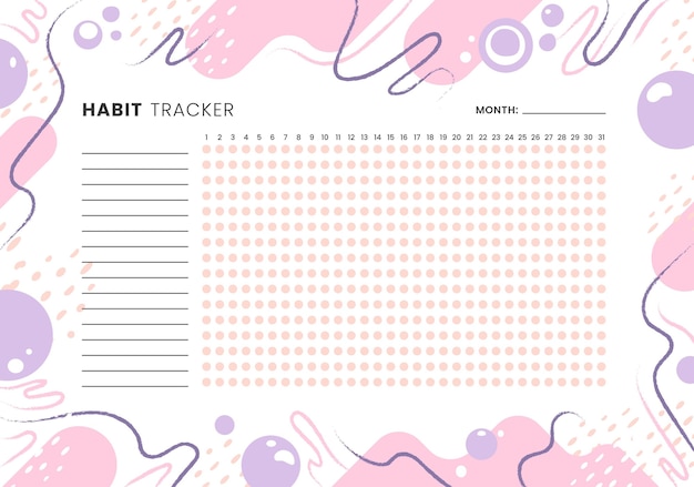 Free vector habit tracker template