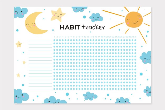 Free vector habit tracker template