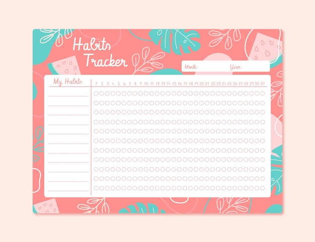 Free vector habit tracker template