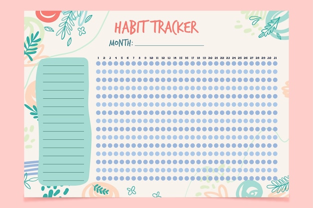 Free vector habit tracker template