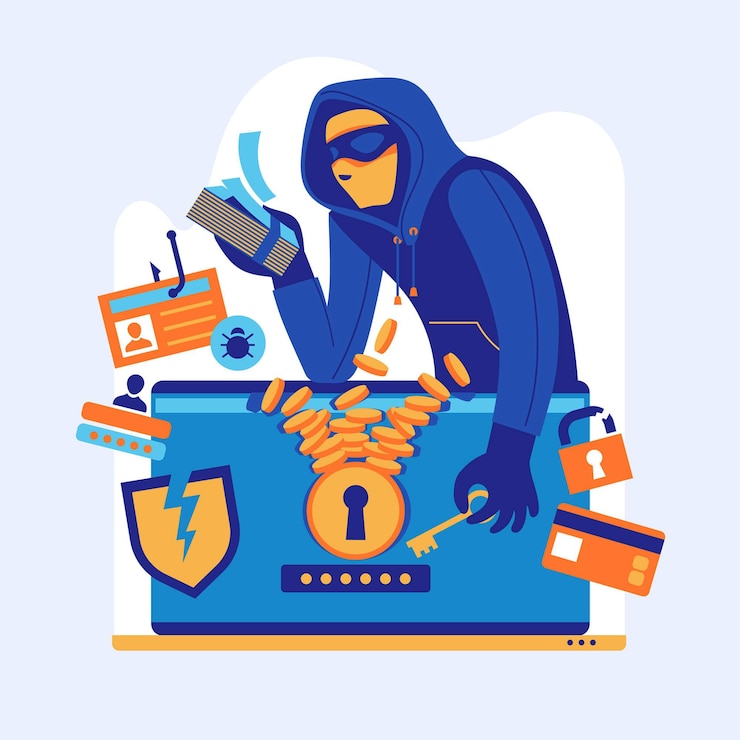 Free Vector hacker activity concept illustration with man