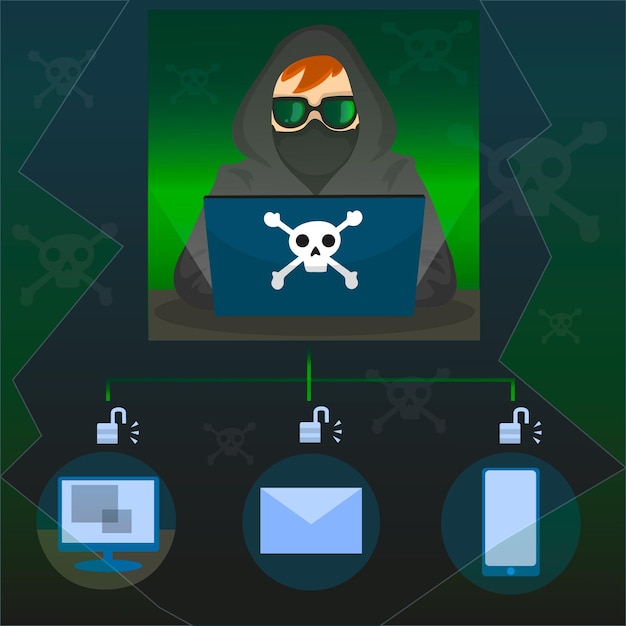 Free vector hacker activity concept