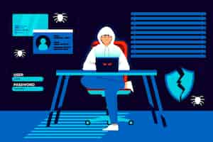 Free vector hacker activity concept