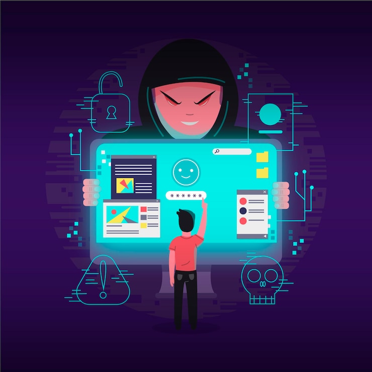 Free Vector hacker activity concept