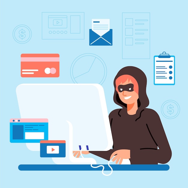 Free vector hacker activity illustration design