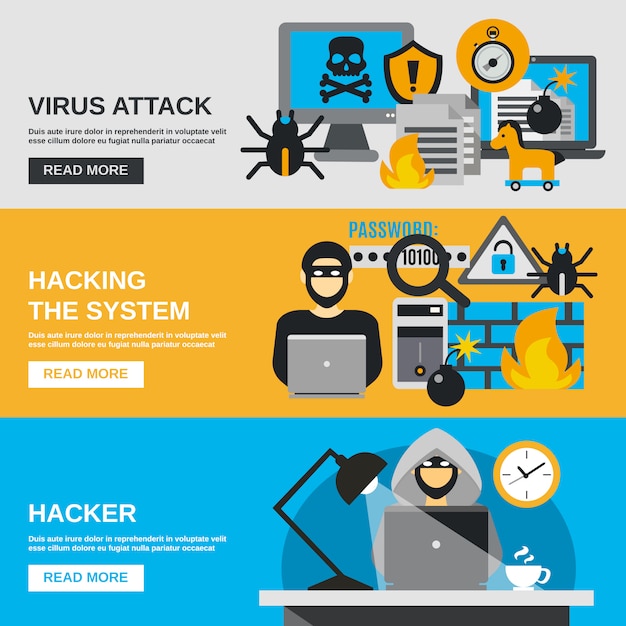 Free vector hacker banner set