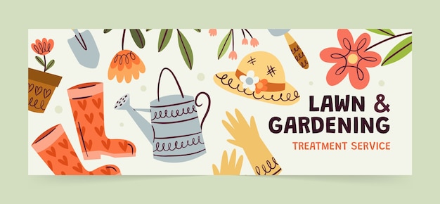 Had drawn  flat design gardening facebook cover