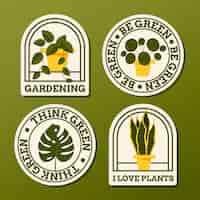 Free vector had drawn texture gardening labels with plants
