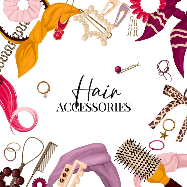  Hair accessories frame Premium Vector