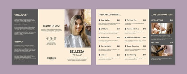 hair salon brochure template design