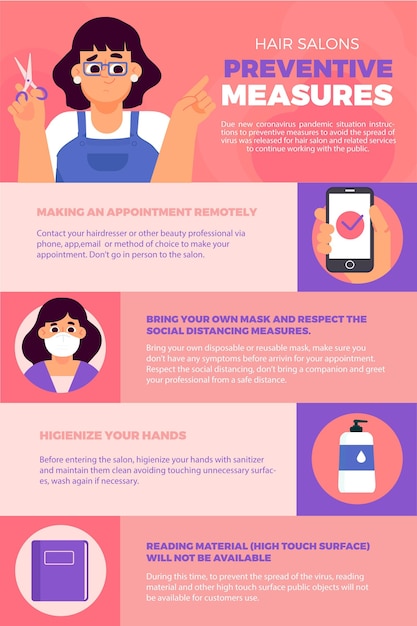 Free vector hair salons preventive measures