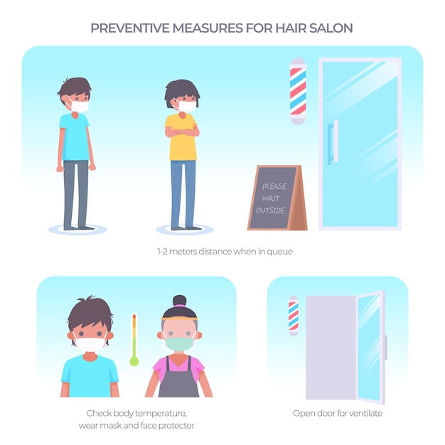 Free vector hair salons preventive measures