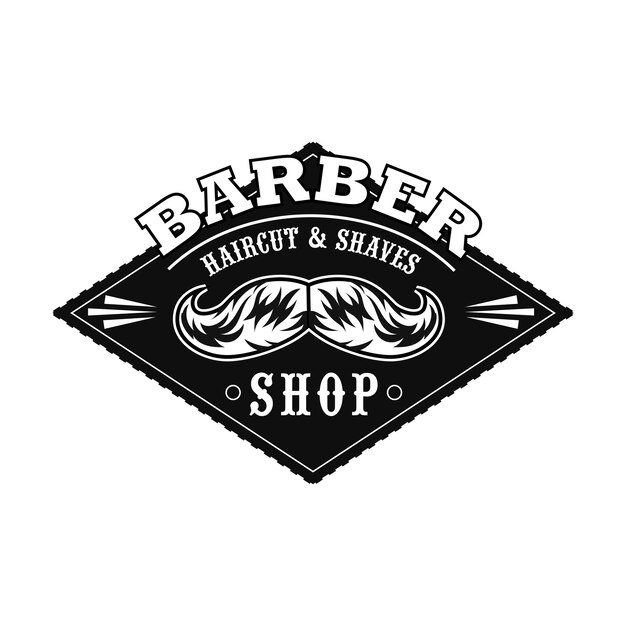 Haircut salon logo with monochrome moustaches, text sample