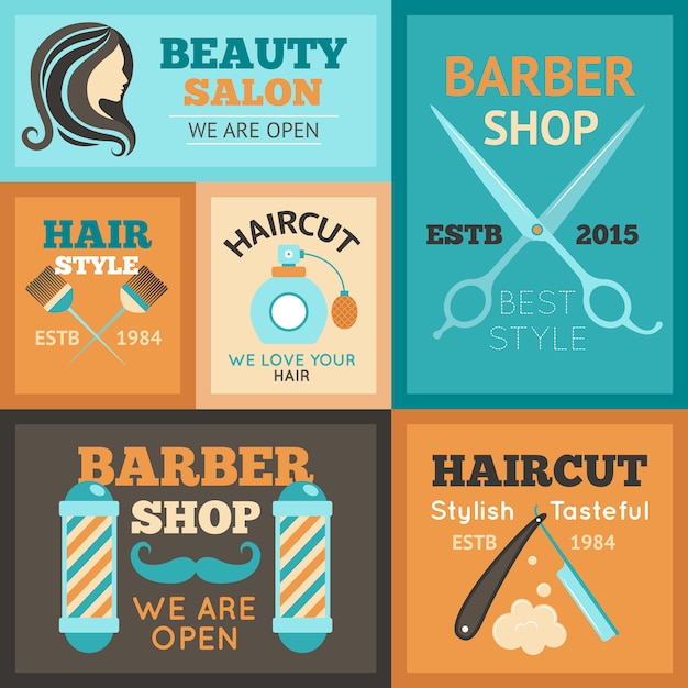 Free vector hairdress poster set