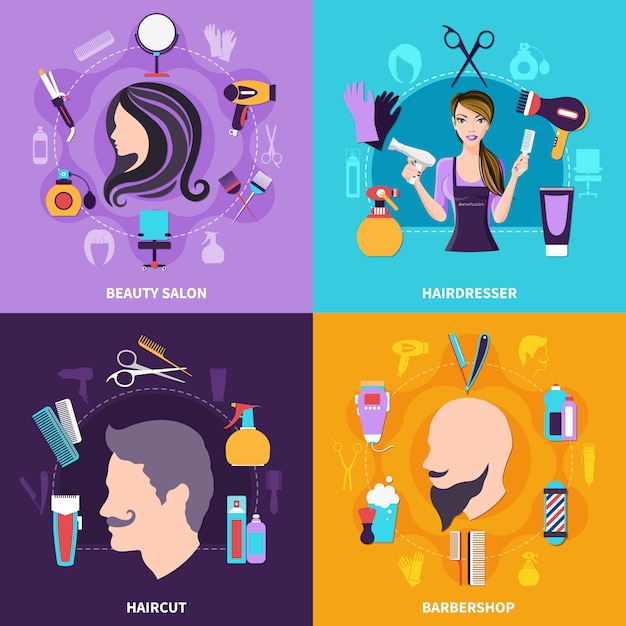 Free vector hairdresser concept set