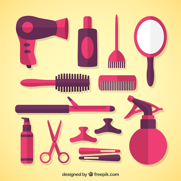 Hairdressing equipment in flat design