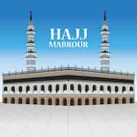 Vettore gratuito carta di lettere hajj mabrour con moschea