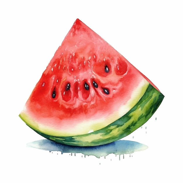 A half of fresh watermelon watercolor painting isolated