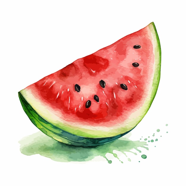 Free vector a half of fresh watermelon watercolor painting isolated