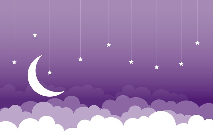 Free Vector half moon and stars background in papercut style