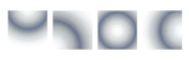 Halftone background set with square shapes