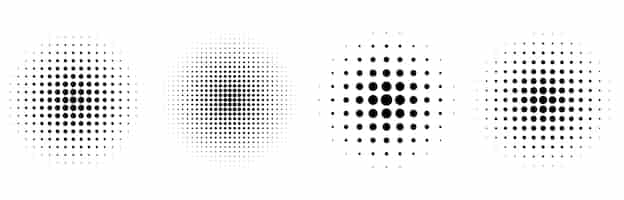 Free vector halftone circular classic background set of four